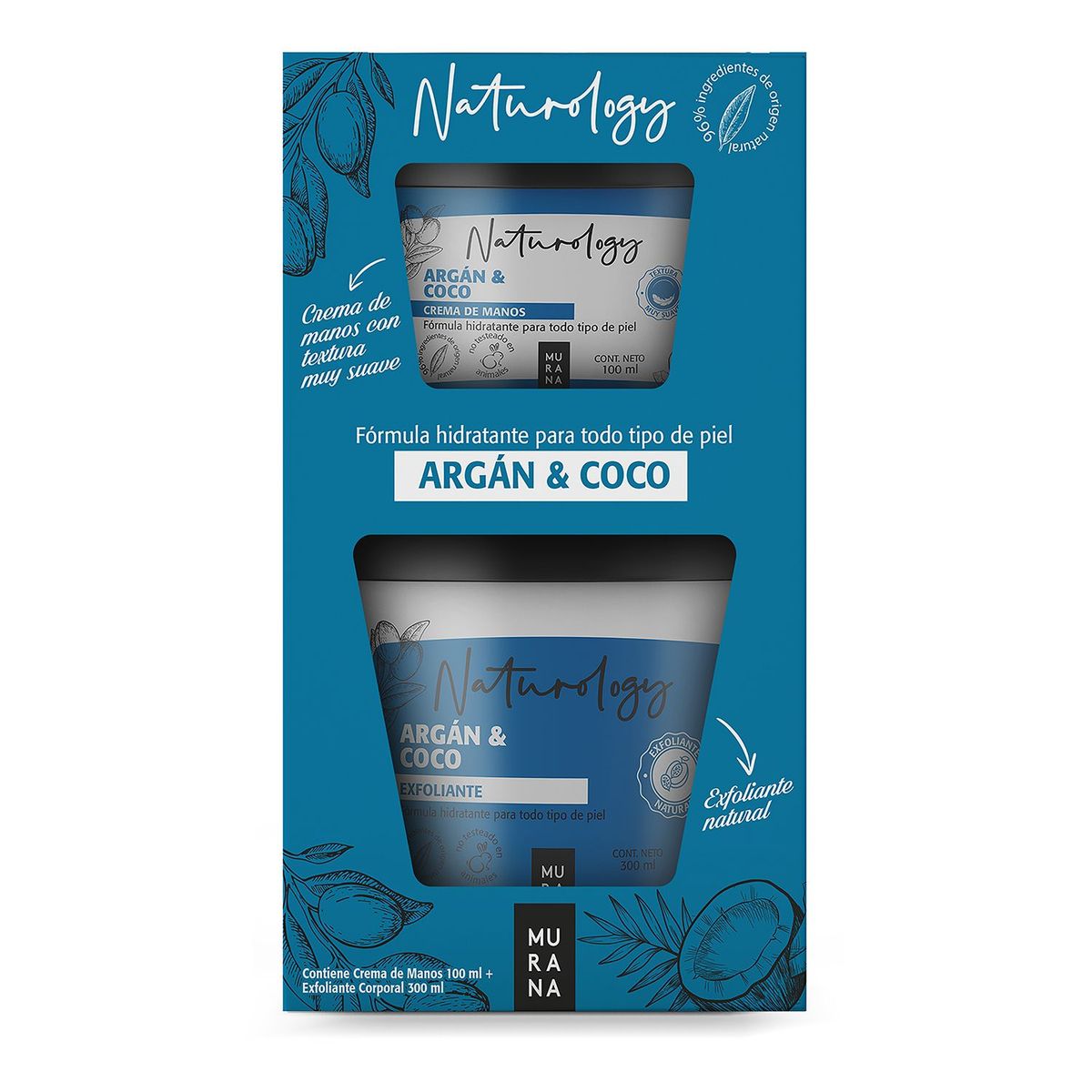MURANA - Pack Murana Argán y Coco Crema de Manos 100 mL + Exfoliante 300 mL