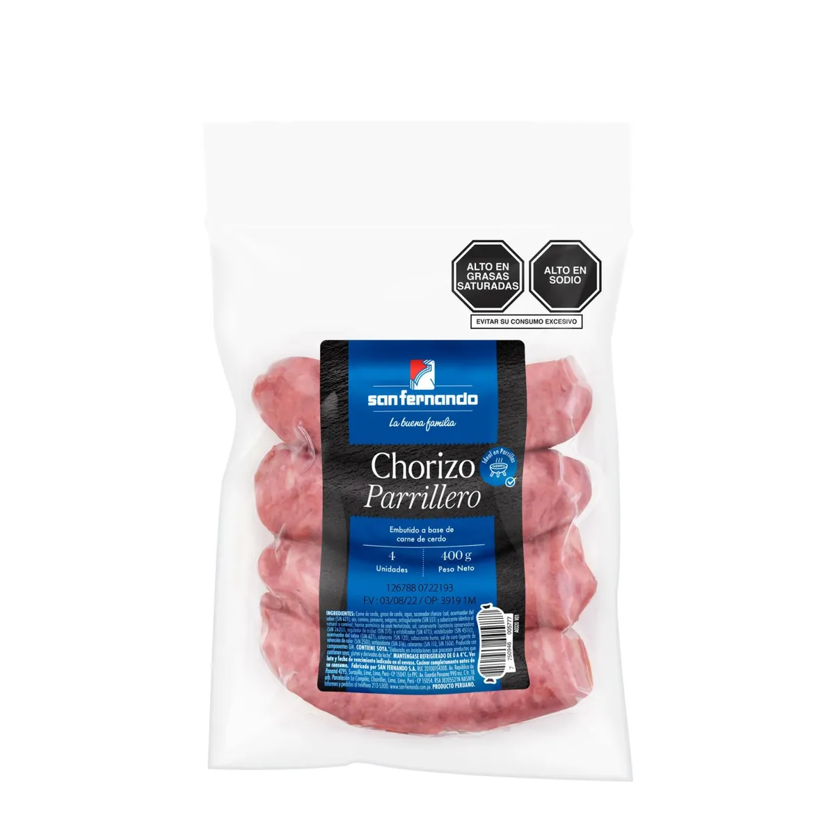 SAN FERNANDO - Chorizo Parrillero Fresco San Fernando Empaque 400 g