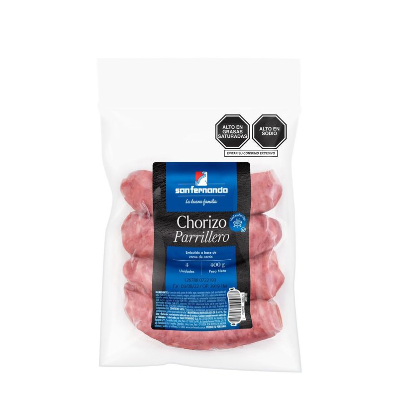 SAN FERNANDO - Chorizo Parrillero Fresco San Fernando Empaque 400 g