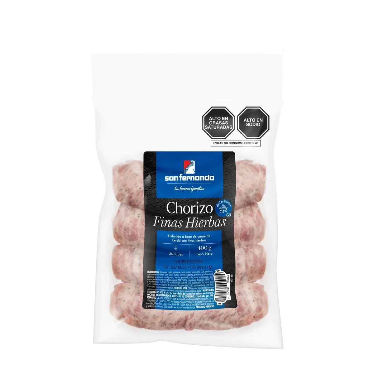 SAN FERNANDO - Chorizo Finas Hierbas San Fernando Empaque 400 g