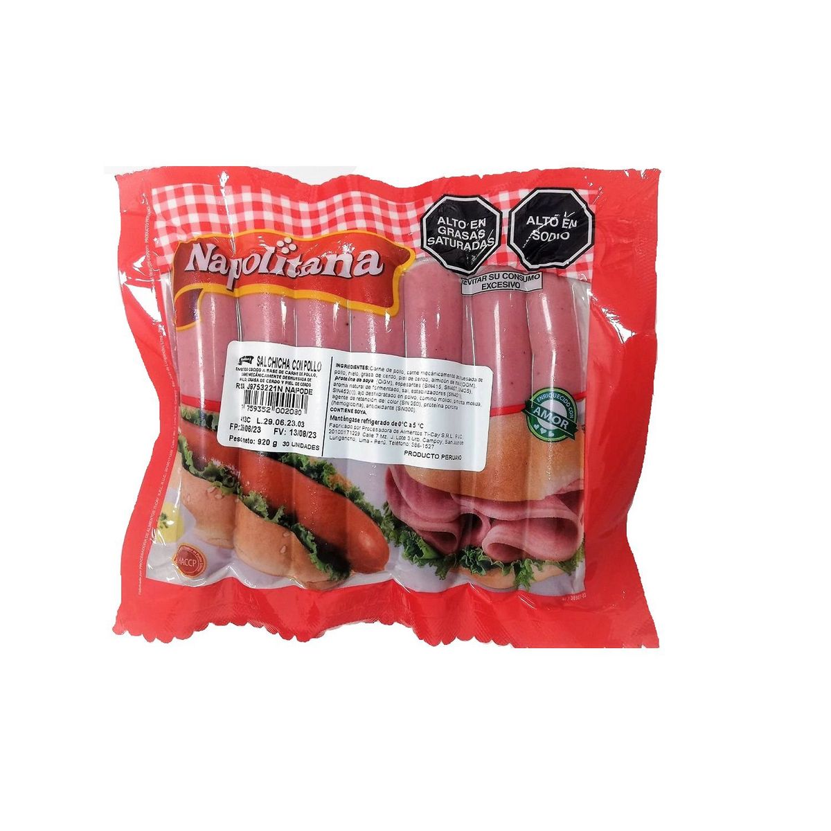 NAPOLITANA - Salchicha con Pollo Napolitana Empaque 920 g