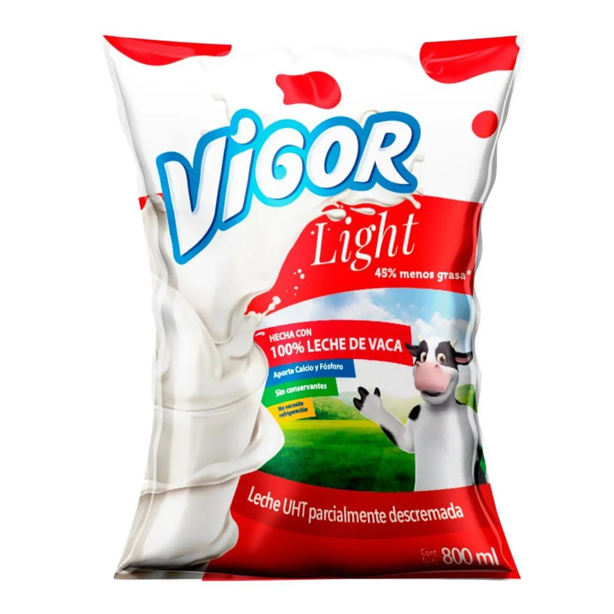 VIGOR - Leche UHT Light Vigor Bolsa 800 mL