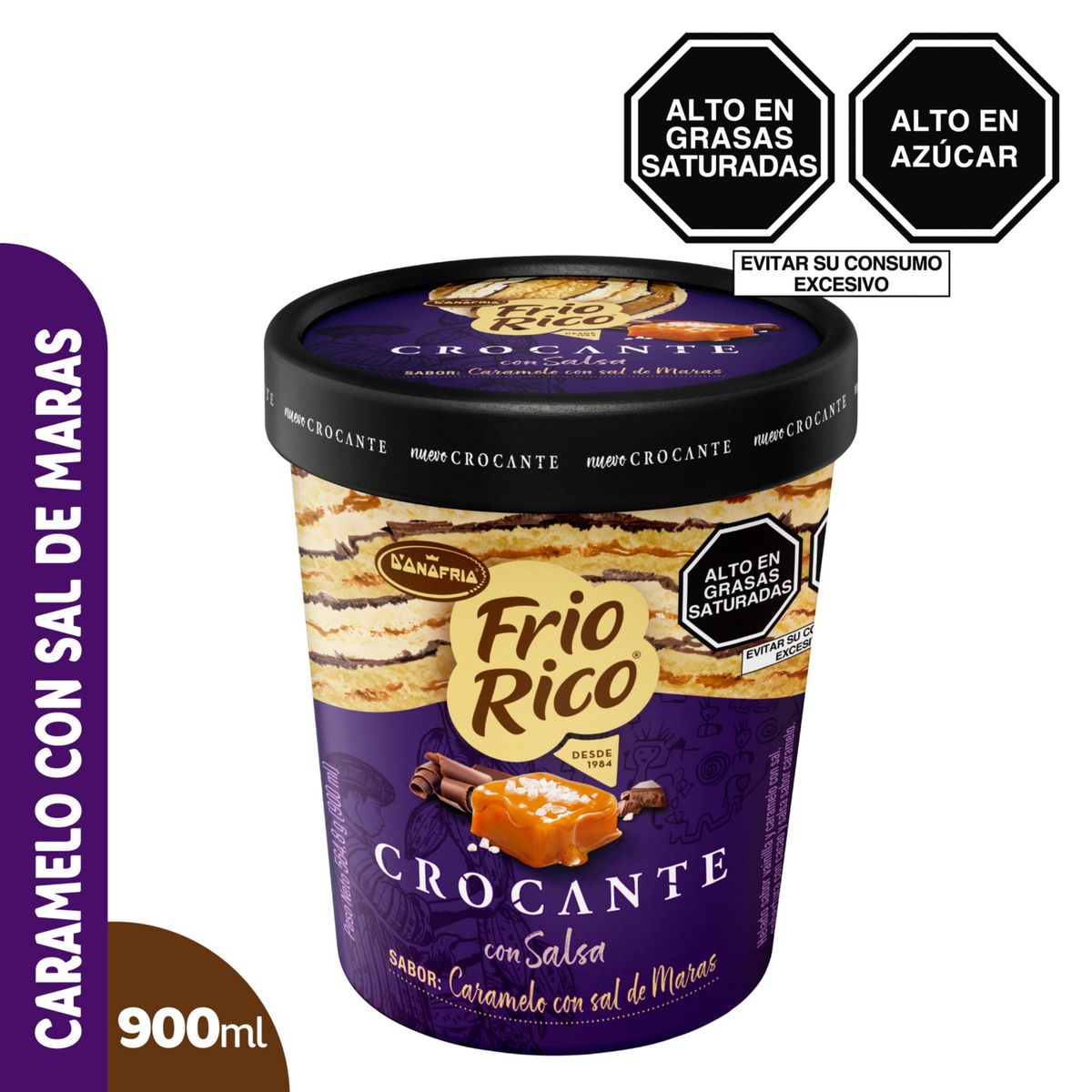 DONOFRIO - Helado Frio Rico Crocante Caramelo y Sal de Maras Pote 900 mL