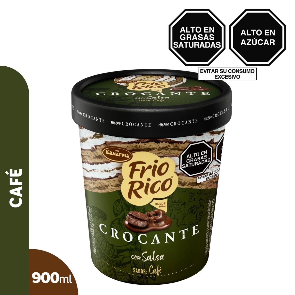 DONOFRIO - Helado Frio Rico Crocante con Salsa Café Pote 900 mL