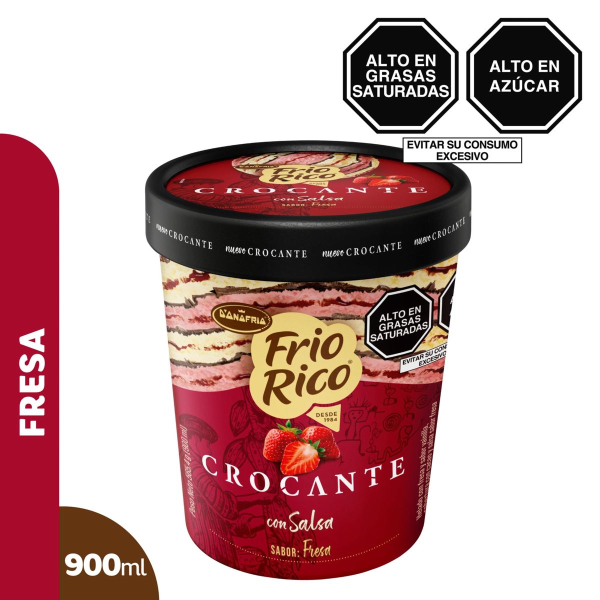 DONOFRIO - Helado Frio Rico Crocante con Salsa Fresa Pote 900 mL