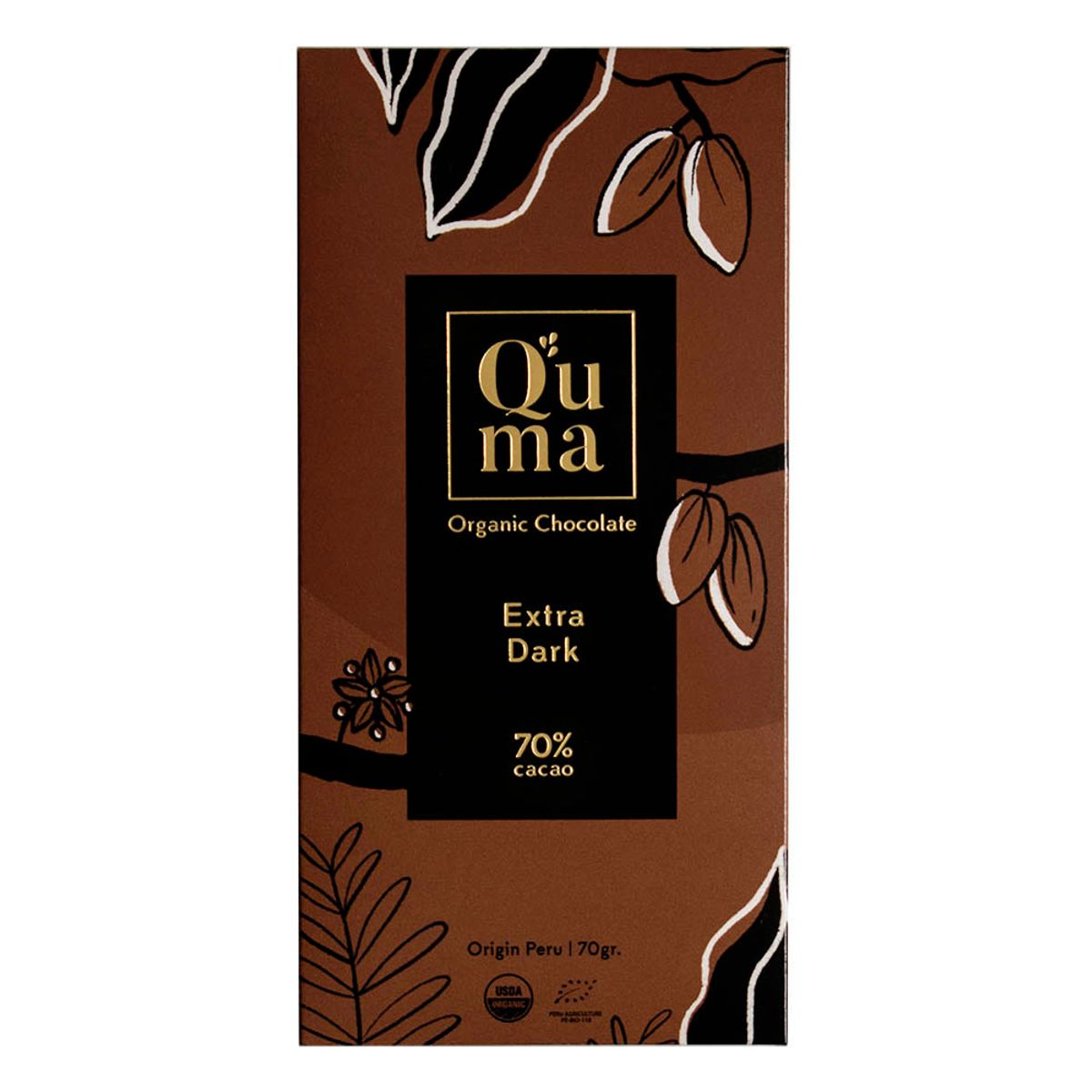 QUMA - Chocolate Quma Extra Dark 70% Cacao Envase 70 g