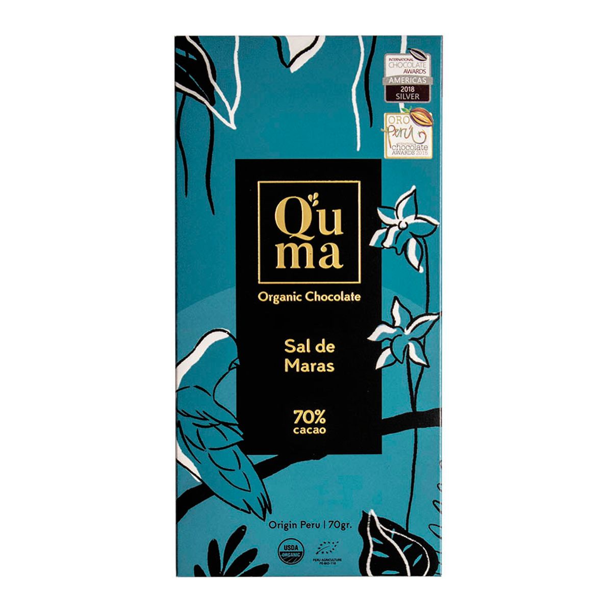 QUMA - Chocolate Quma Sal de Maras 70% Cacao Envase 70 g