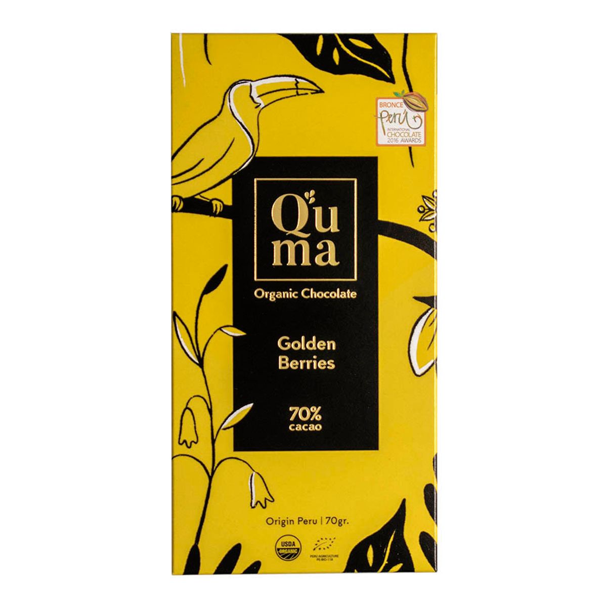 QUMA - Chocolate Quma Aguaymanto 70% Cacao Envase 70 g