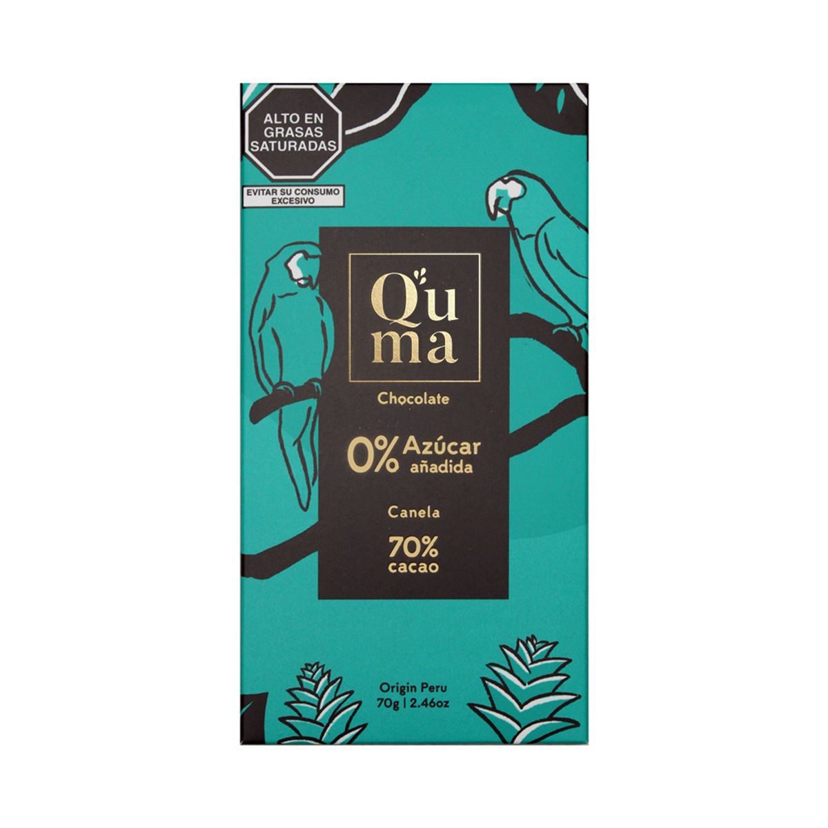 QUMA - Chocolate Quma Canela 70% Cacao Sin Azúcar Envase 70 g