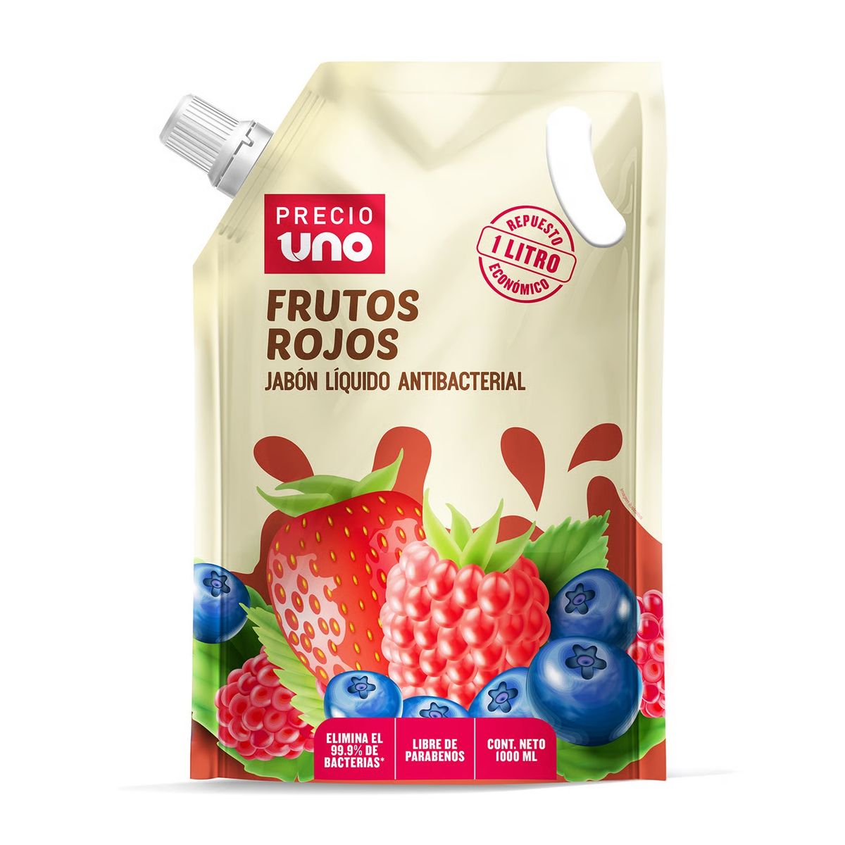 PRECIO UNO - Jabón Líquido Humectante Precio Uno Frutos Rojos Doypack 1 L