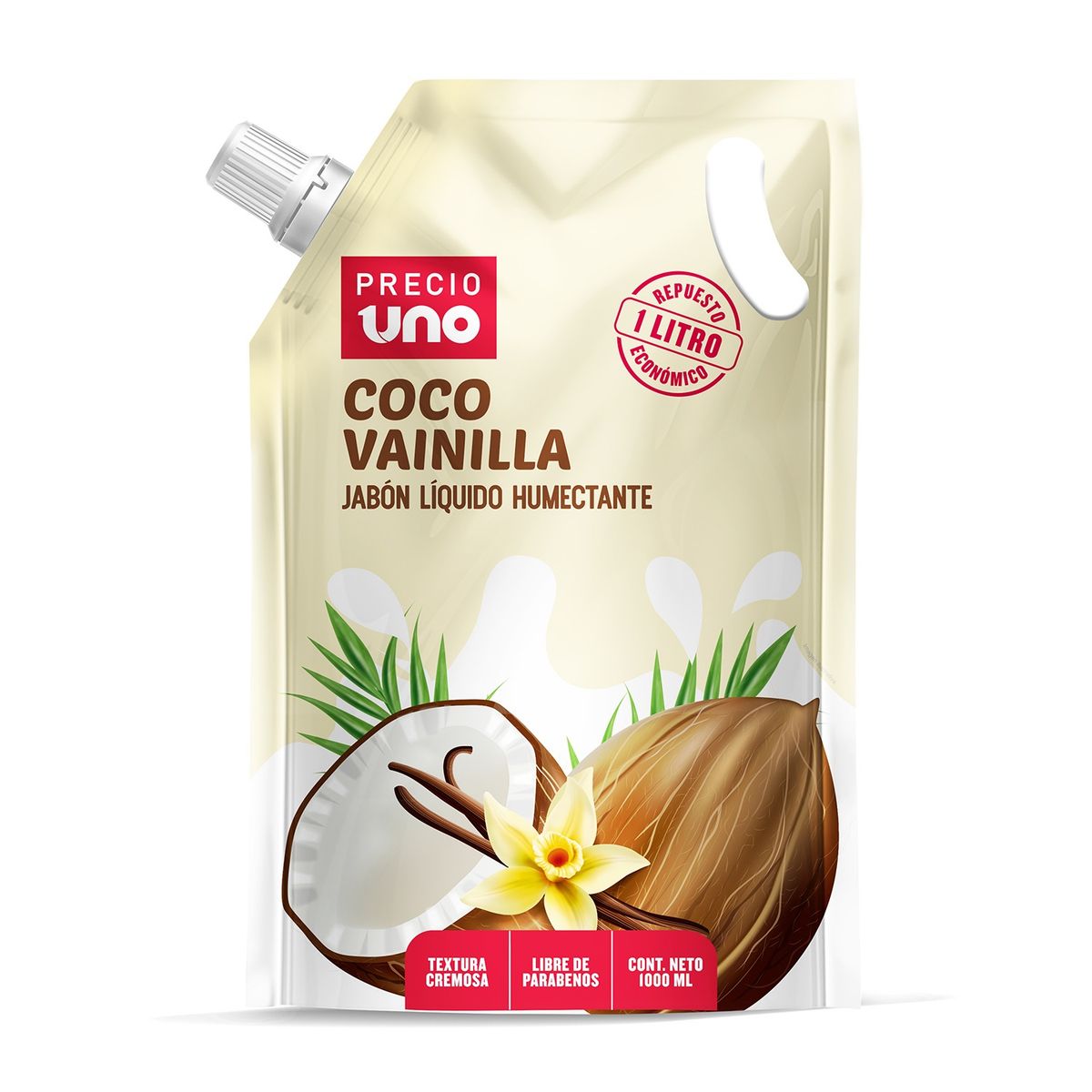 PRECIO UNO - Jabón Líquido Humectante Precio Uno Coco Vainilla Doypack 1 L