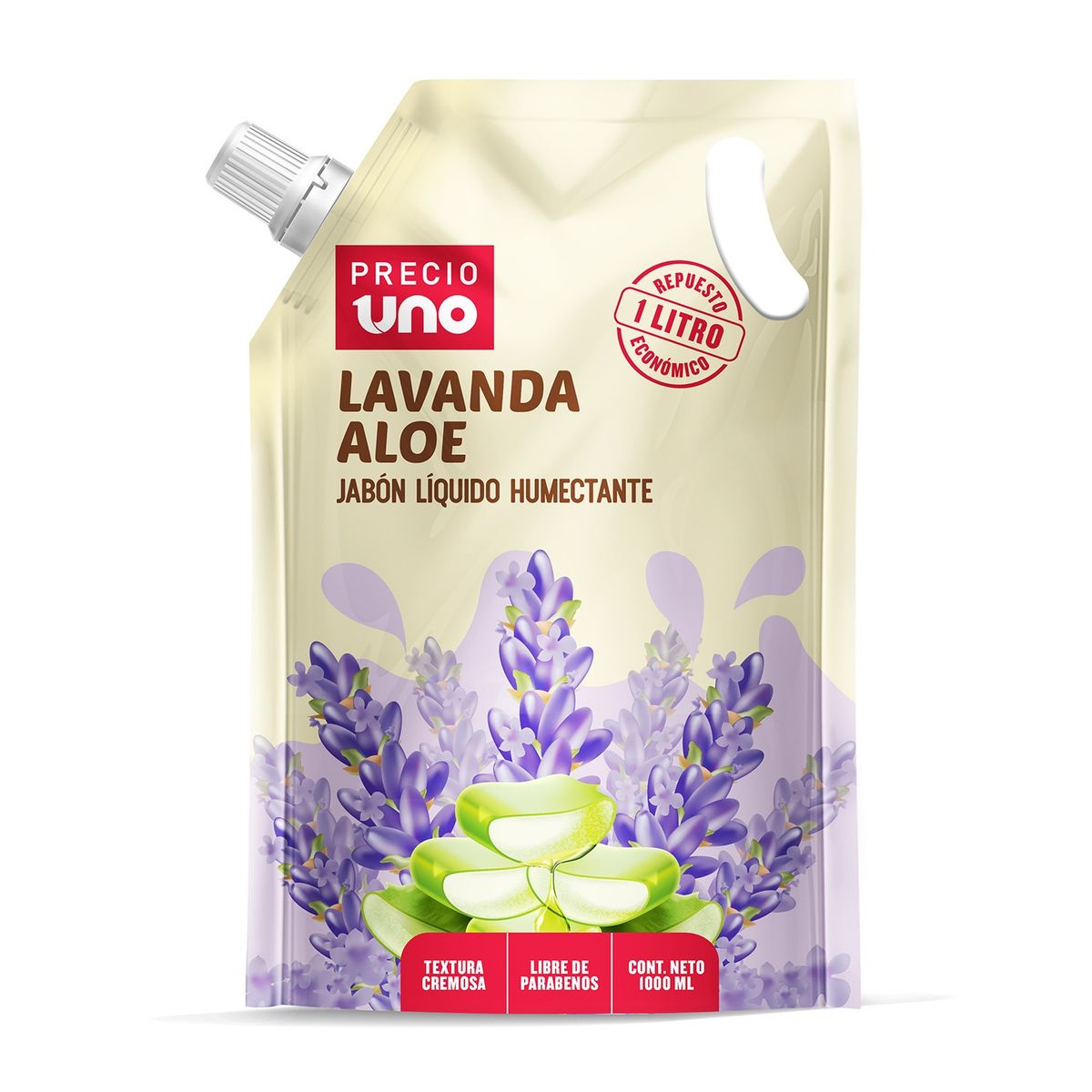 PRECIO UNO - Jabón Líquido Humectante Precio Uno Lavanda Aloe Doypack 1 L