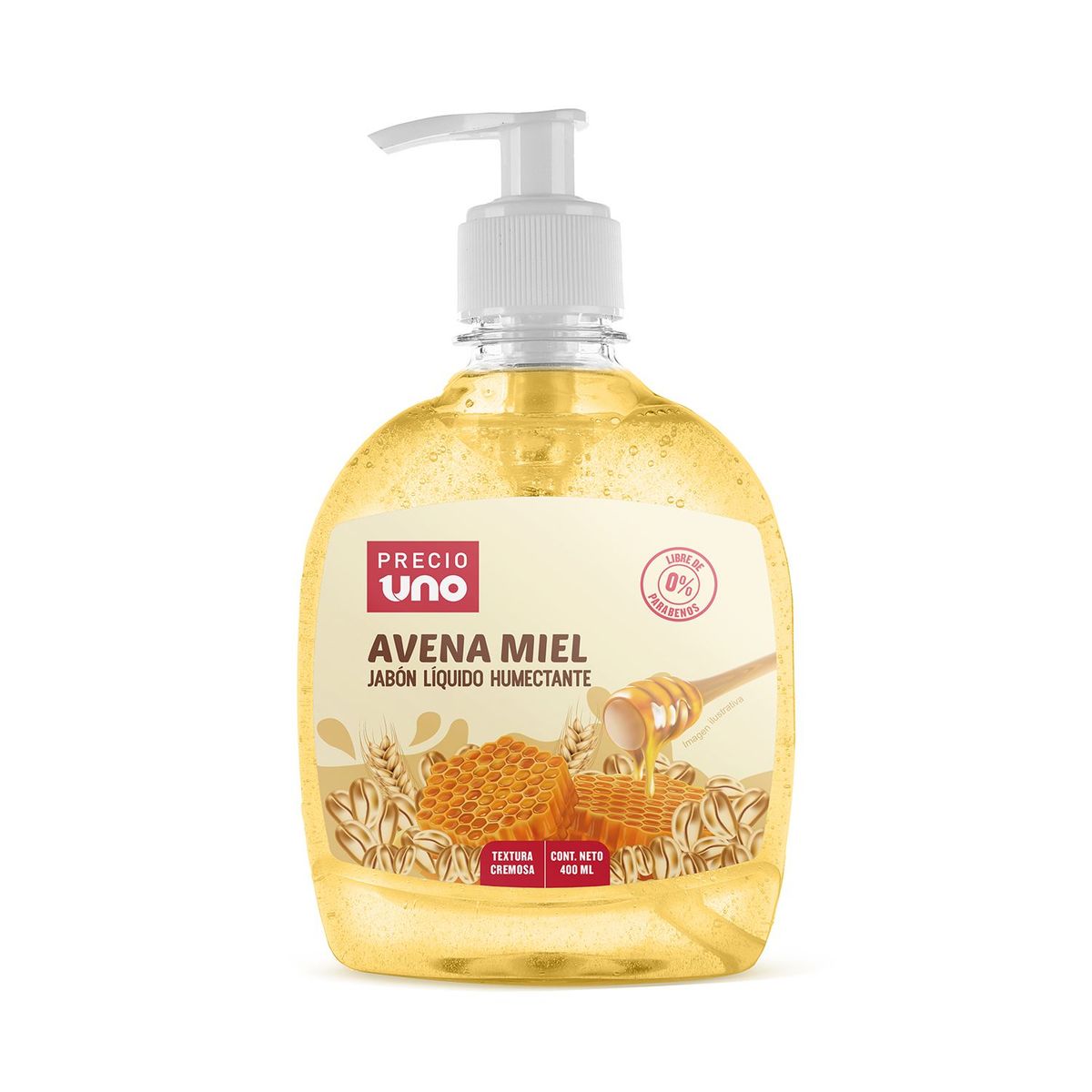 PRECIO UNO - Jabón Líquido Humectante Precio Uno Avena Miel Envase 400 mL