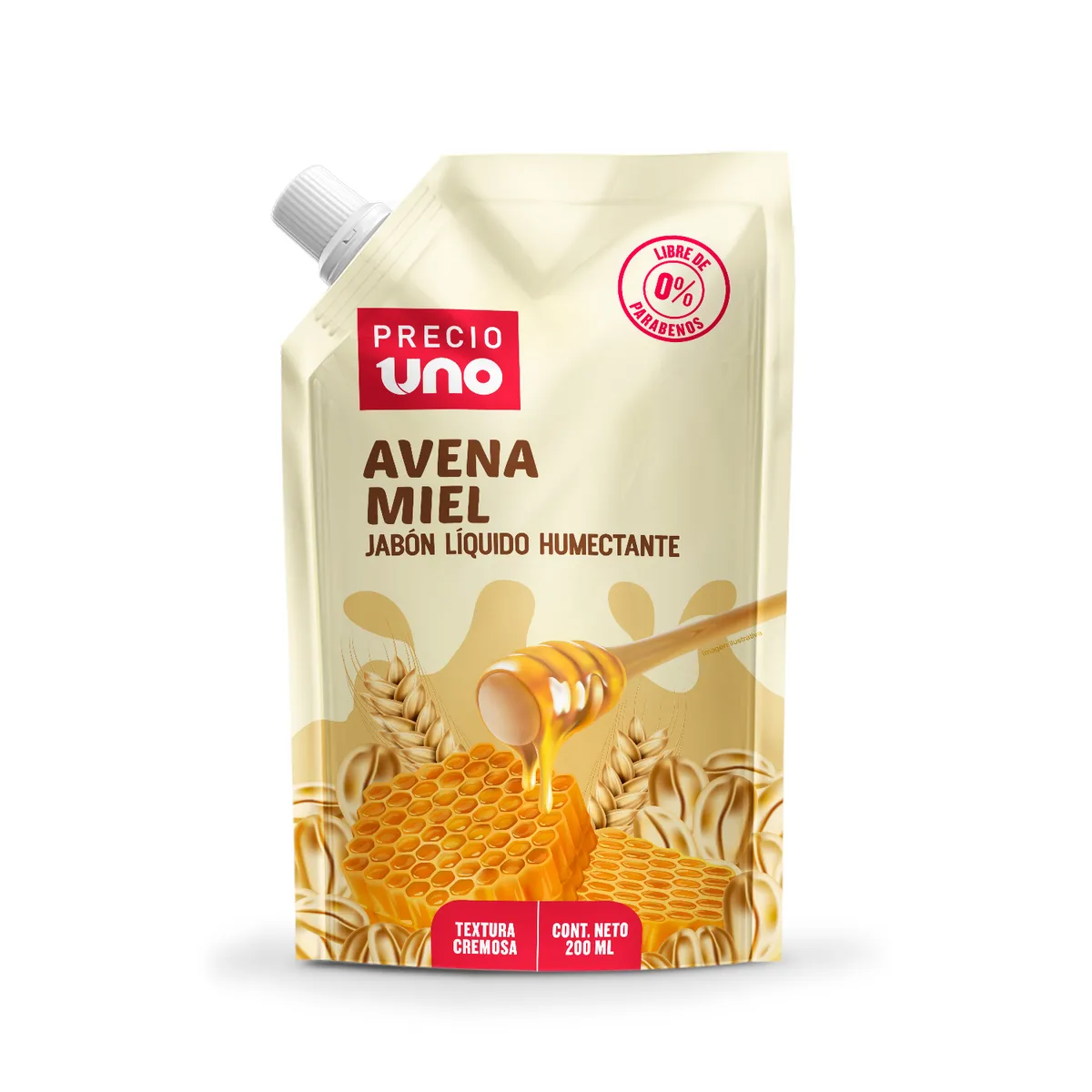 PRECIO UNO - Jabón Líquido Humectante Precio Uno Avena Miel Doypack 200 mL