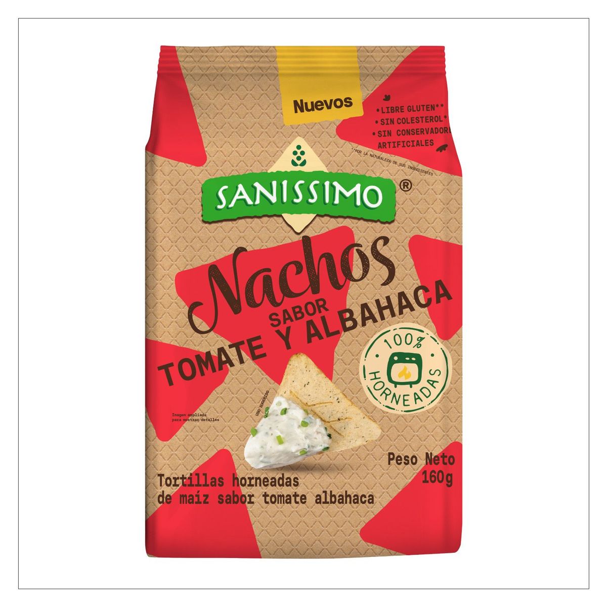 SANISSIMO - Nachos Tomate Y Albahaca Sanissimo x 160 g
