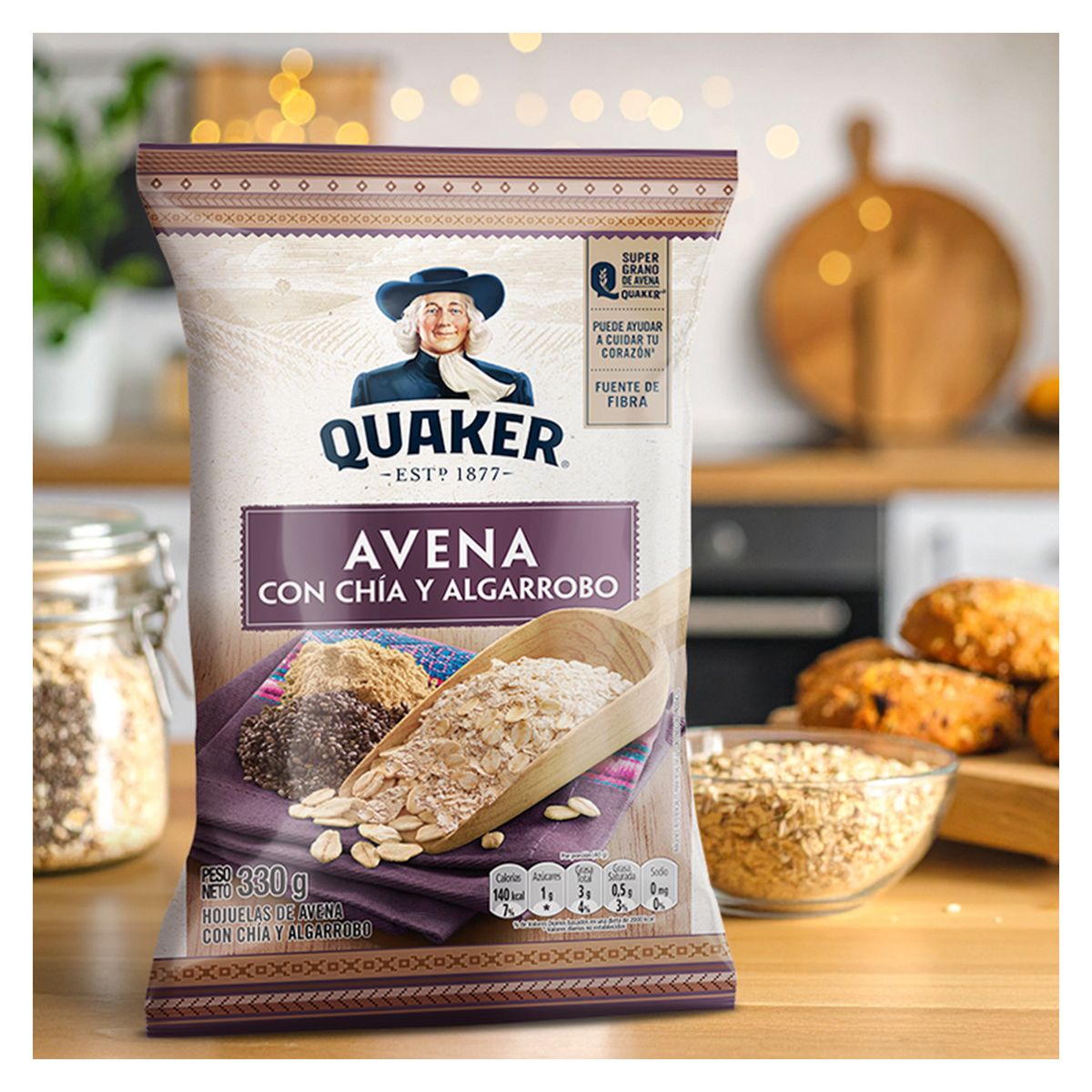 QUAKER - Avena Quaker con Chía y Algarrobo Bolsa 330 g