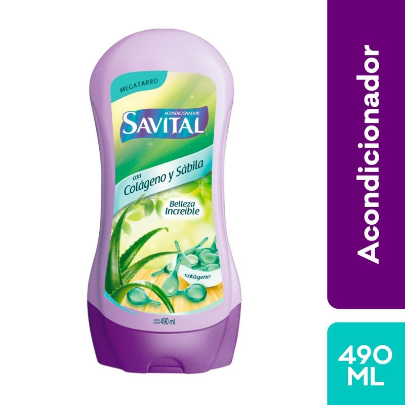 SAVITAL - Acondicionador Savital Colágeno Sábila Envase 490 mL