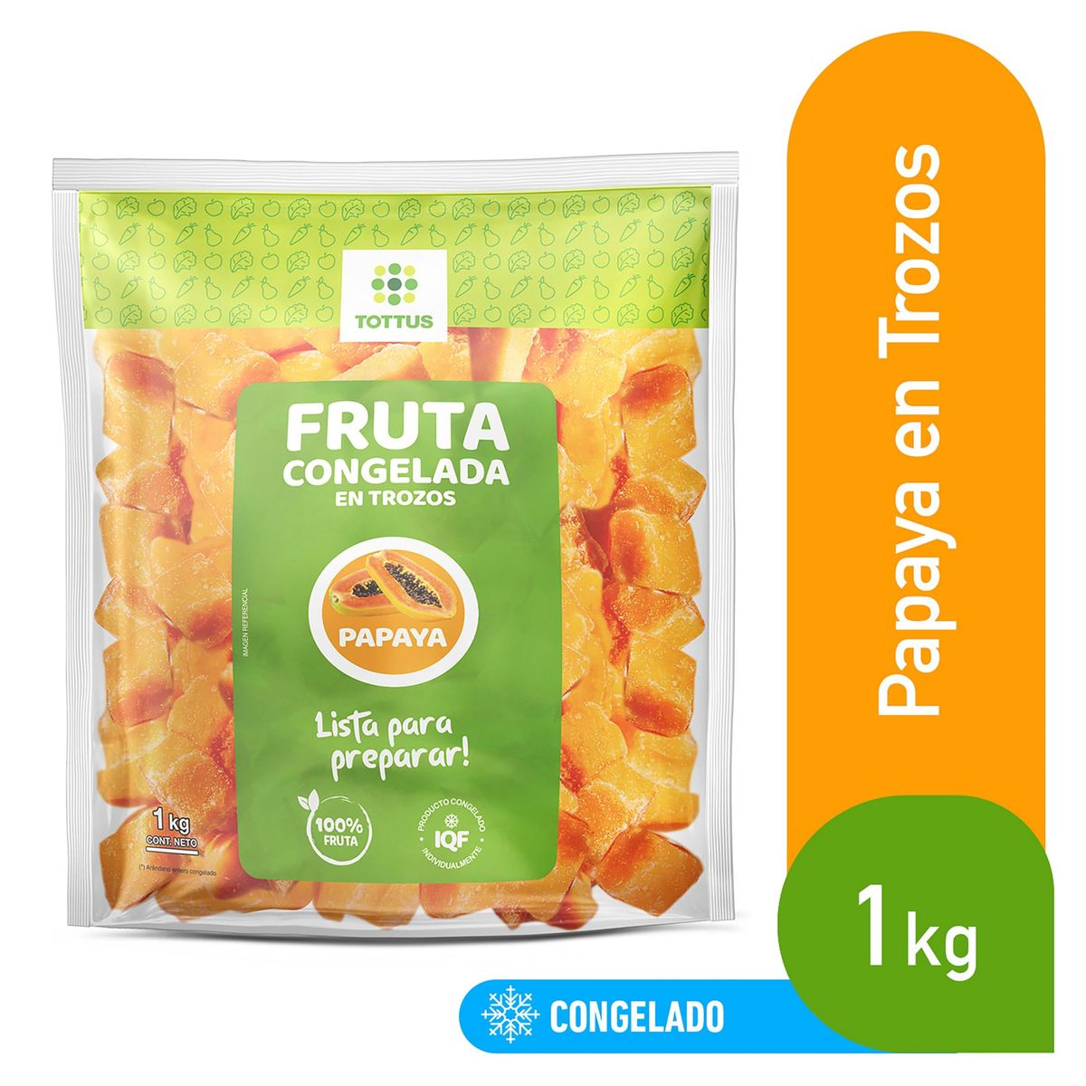 TOTTUS - Papaya Congelada en Trozos Tottus Bolsa 1 Kg