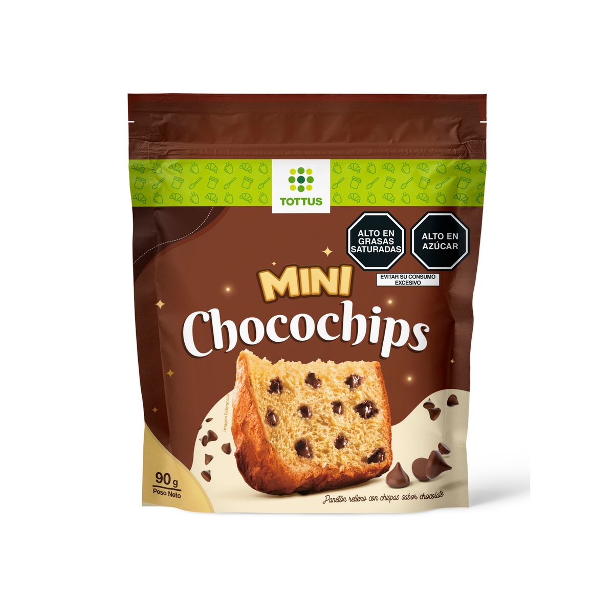 TOTTUS - Panetoncito Tottus Chispas Chocolate Bolsa 90 g