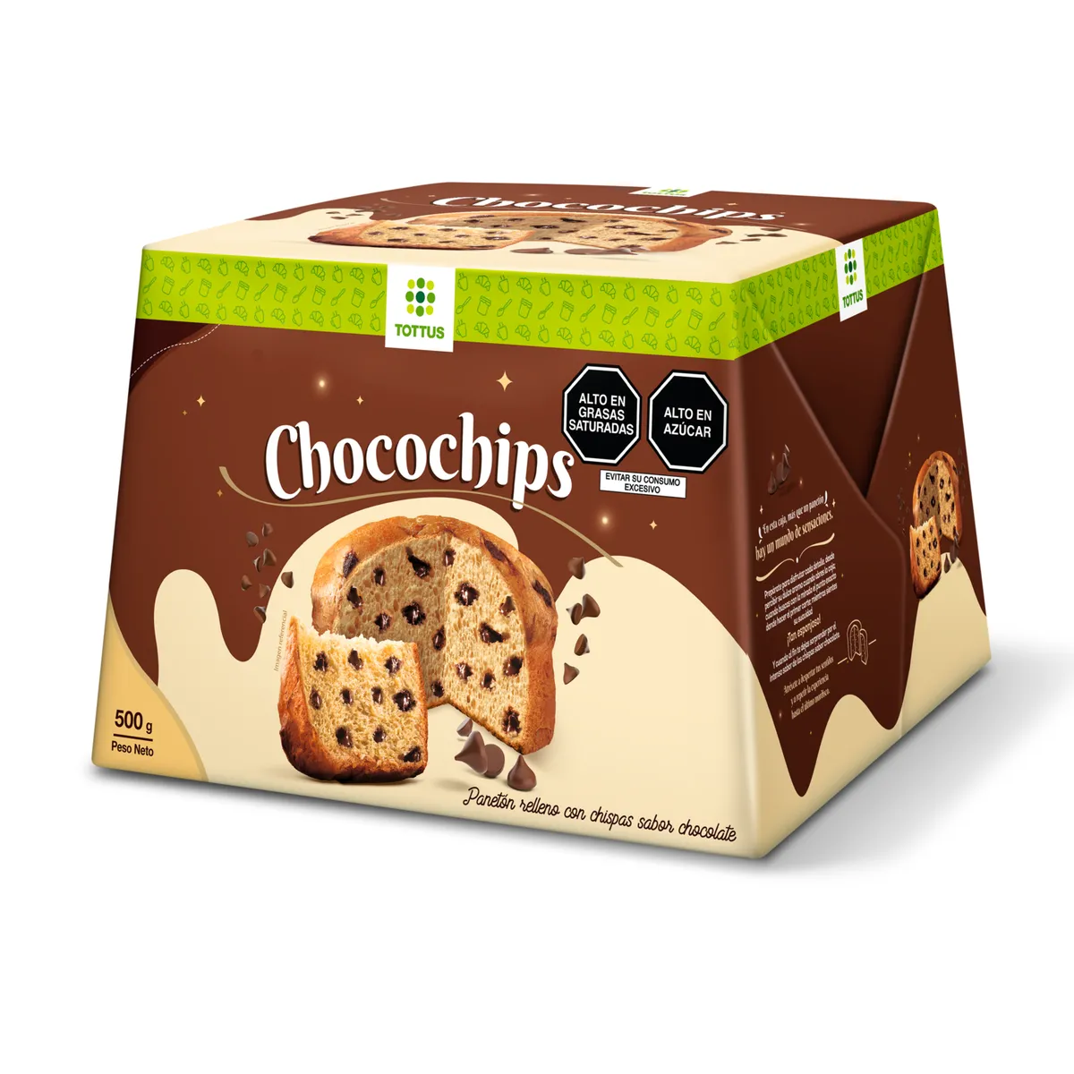TOTTUS - Panetón Tottus Chispas Chocolate Bolsa 500 g