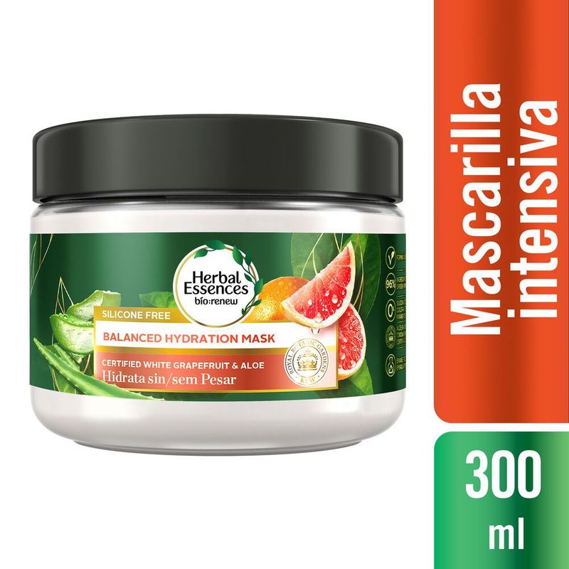 HERBAL ESSENCES - Mascarilla Herbal Essences Hidratación Pomelo Blanco Y Aloe Envase 300 mL