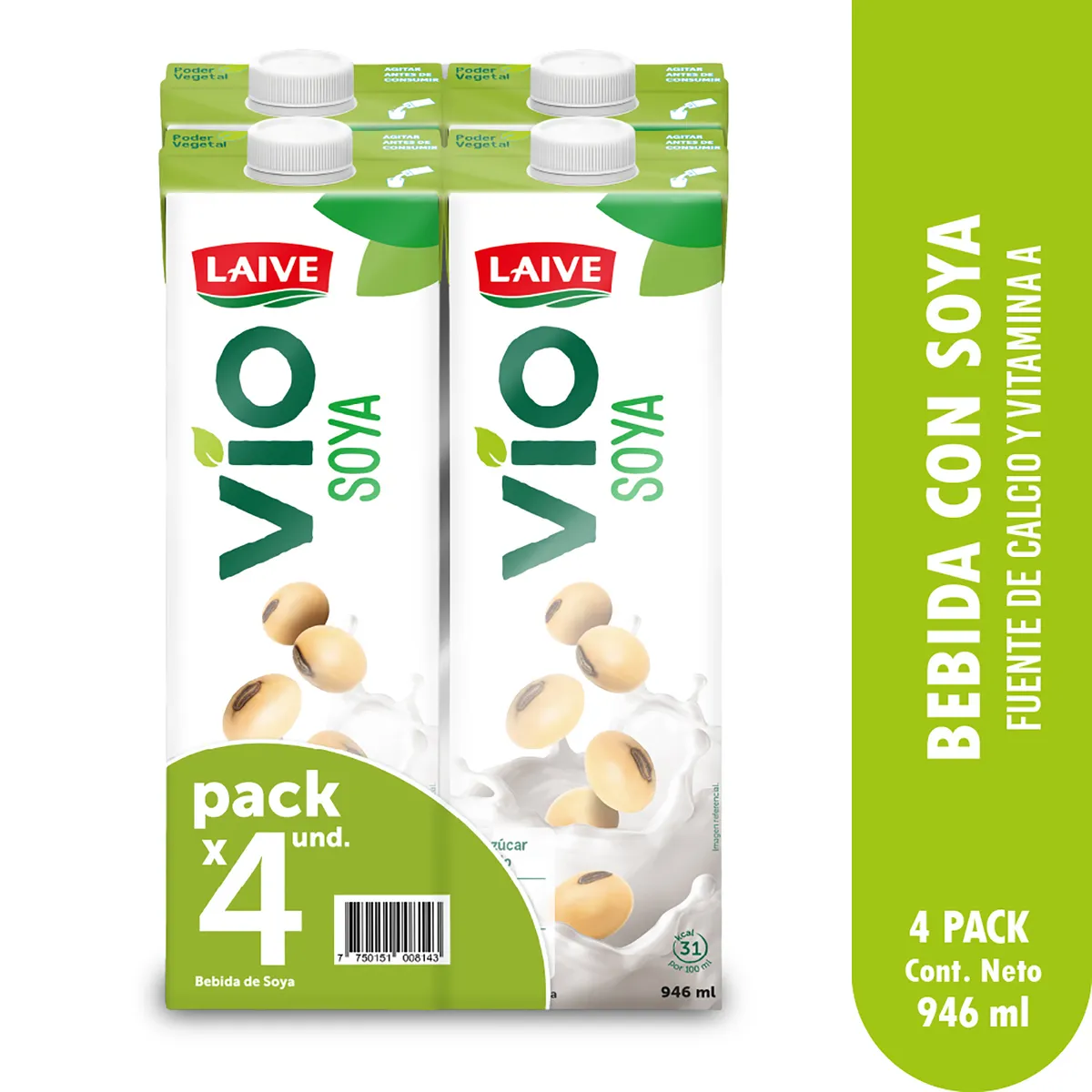 LAIVE - Bebida de Soya Laive Pack 4 Cajas 946 mL