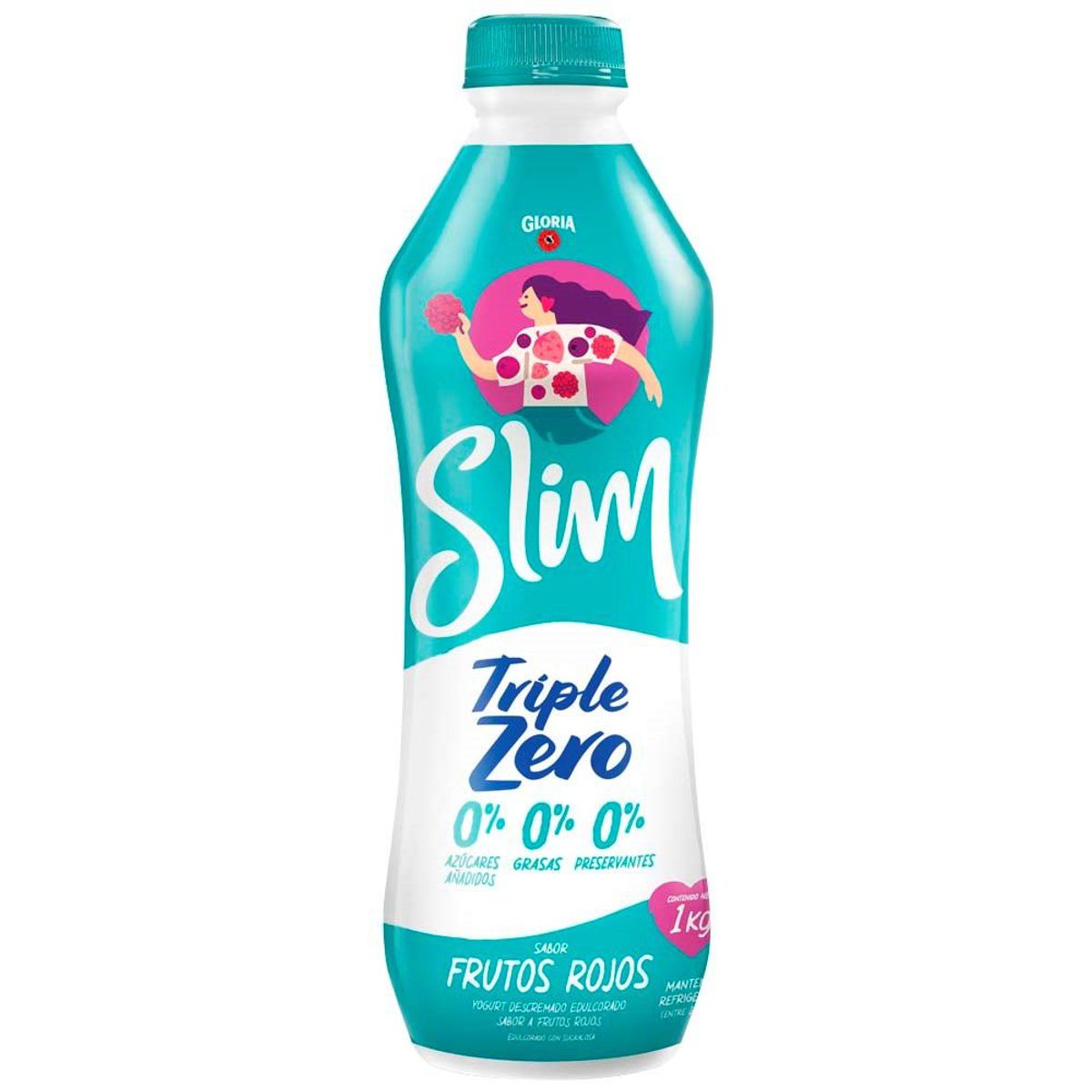 GLORIA - Yogurt Gloria Triple Zero Frutos Rojos Botella 1 Kg
