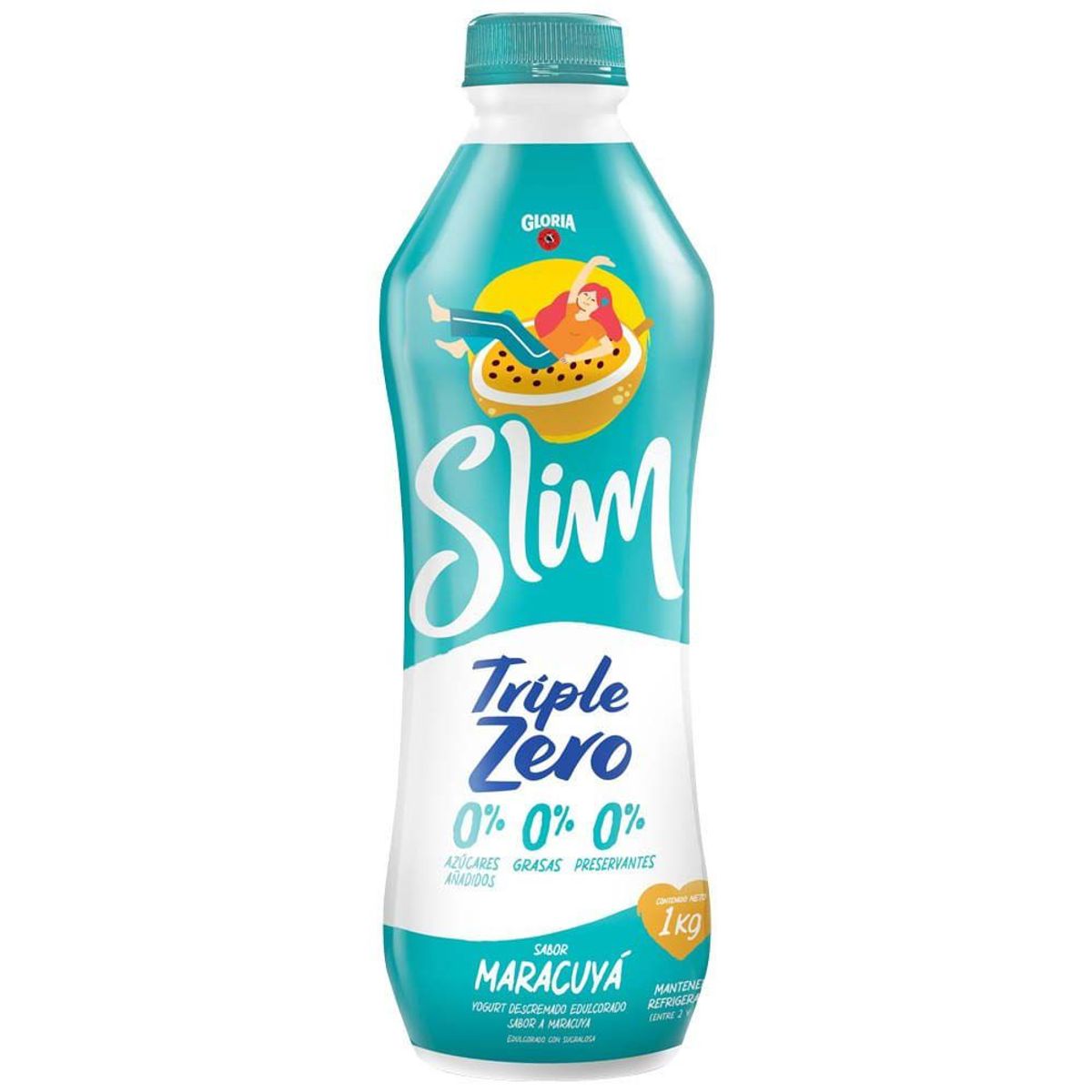 GLORIA - Yogurt Gloria Triple Zero Maracuyá Botella 1 Kg
