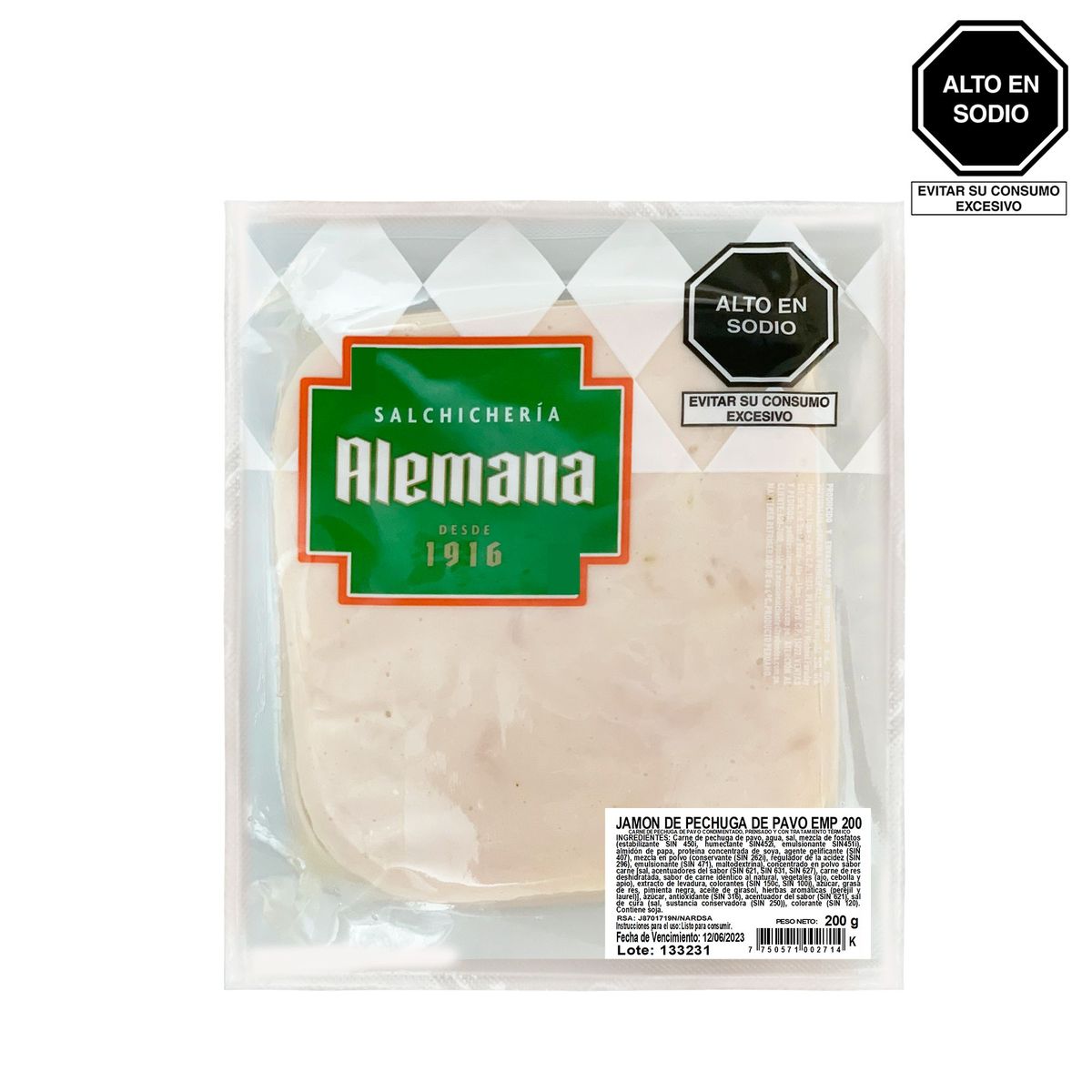 SALCHICHERIA ALEMANA - Jamón de Pechuga de Pavo Salchichería Alemana Empaque 200 g
