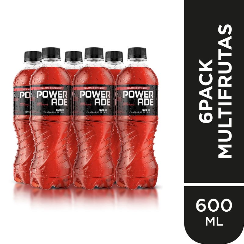POWERADE - Rehidratante Powerade Multifrutas Sixpack Botella 600 mL