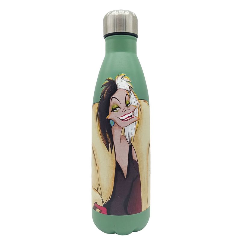 CASA JOVEN - Botella Metalica Verde con Tapa Cruela de Vil Villains Disney 500 mL