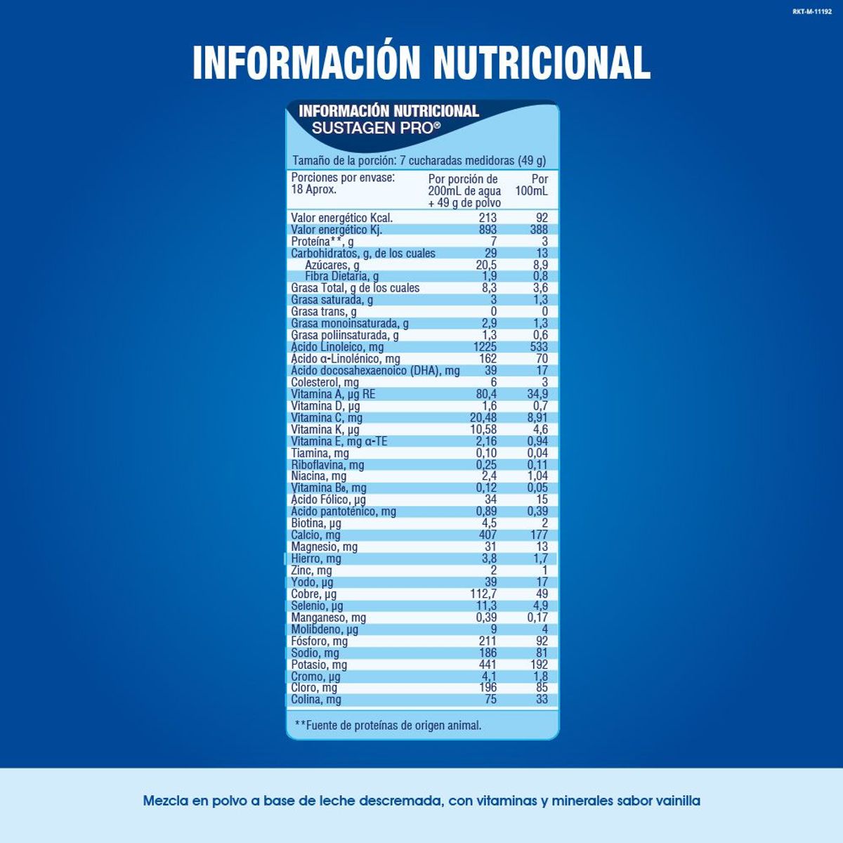 SUSTAGEN - Alimento Lácteo Sustagen Pro Altura Peso Vainilla Lata 900 g