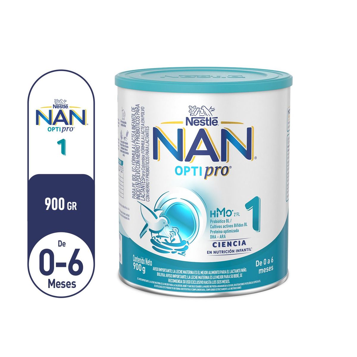 NAN - Fórmula Láctea en Polvo Nestlé NAN 1 Optipro HMO 0-6 Meses Lata 900 g