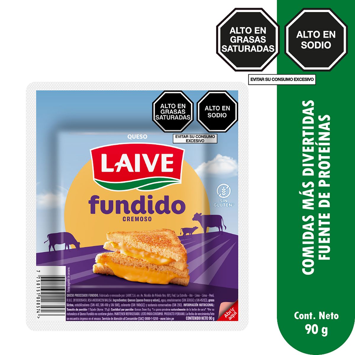 LAIVE - Queso Fundido Laive en Tajadas Empaque 90 g