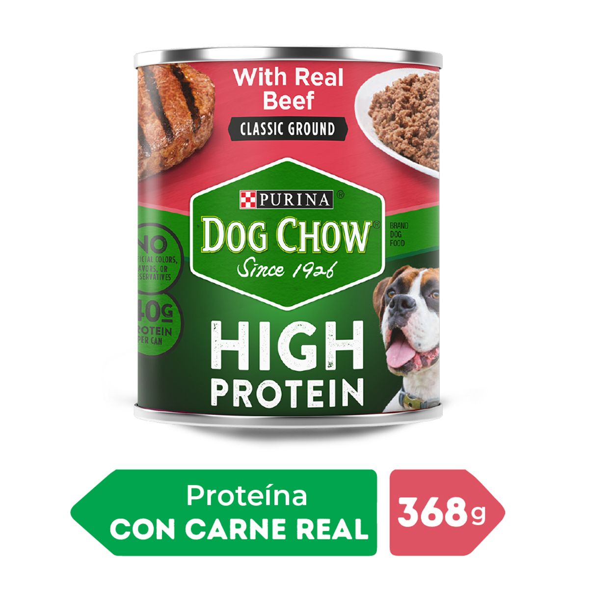DOG CHOW - Alimento Húmedo Perros Dog Chow High Protein Res Lata 368 g