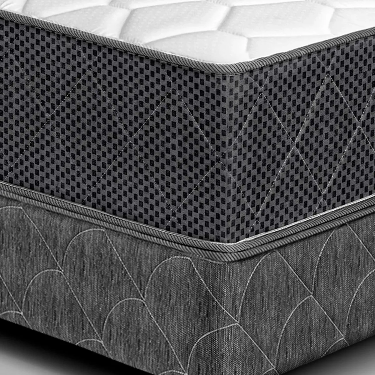 PARAISO - Cama Majestic Gris + Sofa Negr 2 Plz