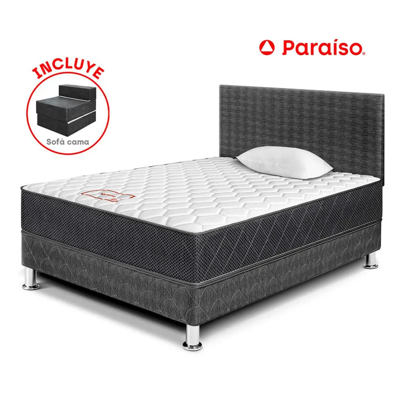 PARAISO - Dormitorio Majestic Gris 1.5 Plz + Sofá Cama