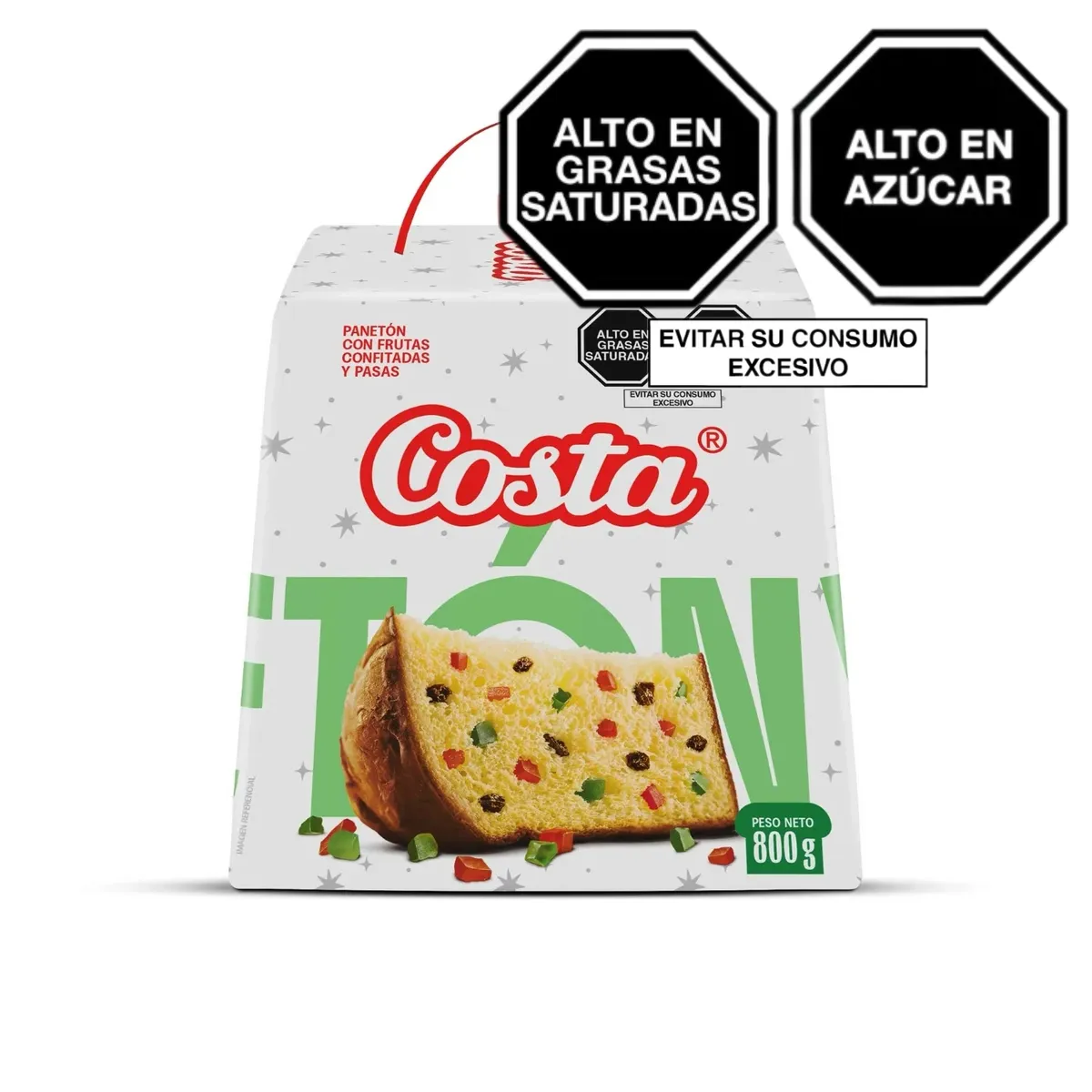 COSTA - Panetón Costa Frutas Confitadas Pasas Caja 800 g