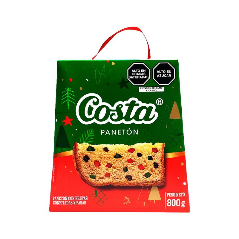 COSTA - Panetón Costa Frutas Confitadas Pasas Caja 800 g