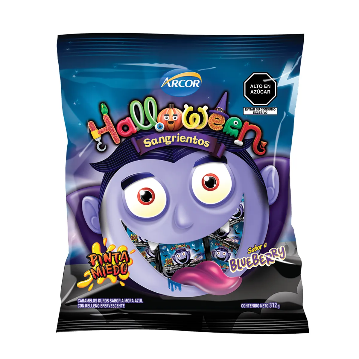 ARCOR - Caramelo Halloween Sangrientos Mora Azul x 312 g
