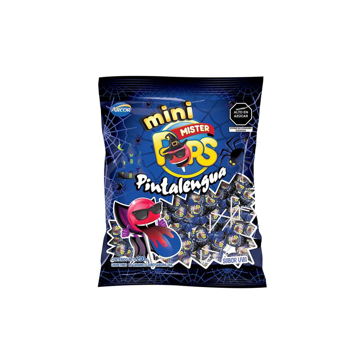 MISTER POPS - Chupete Mini Mister Porps Pintalengua x 200 g