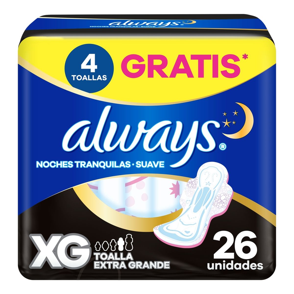 ALWAYS - Toallas Higiénicas Always Nocturna Extra Grande Empaque 26 Und
