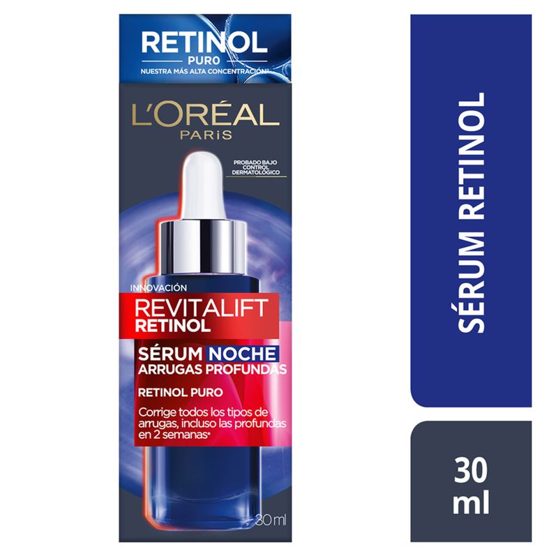 LOREAL PARIS - Sérum Loreal Paris Noche Retinol Antiarrugas Envase 30 mL