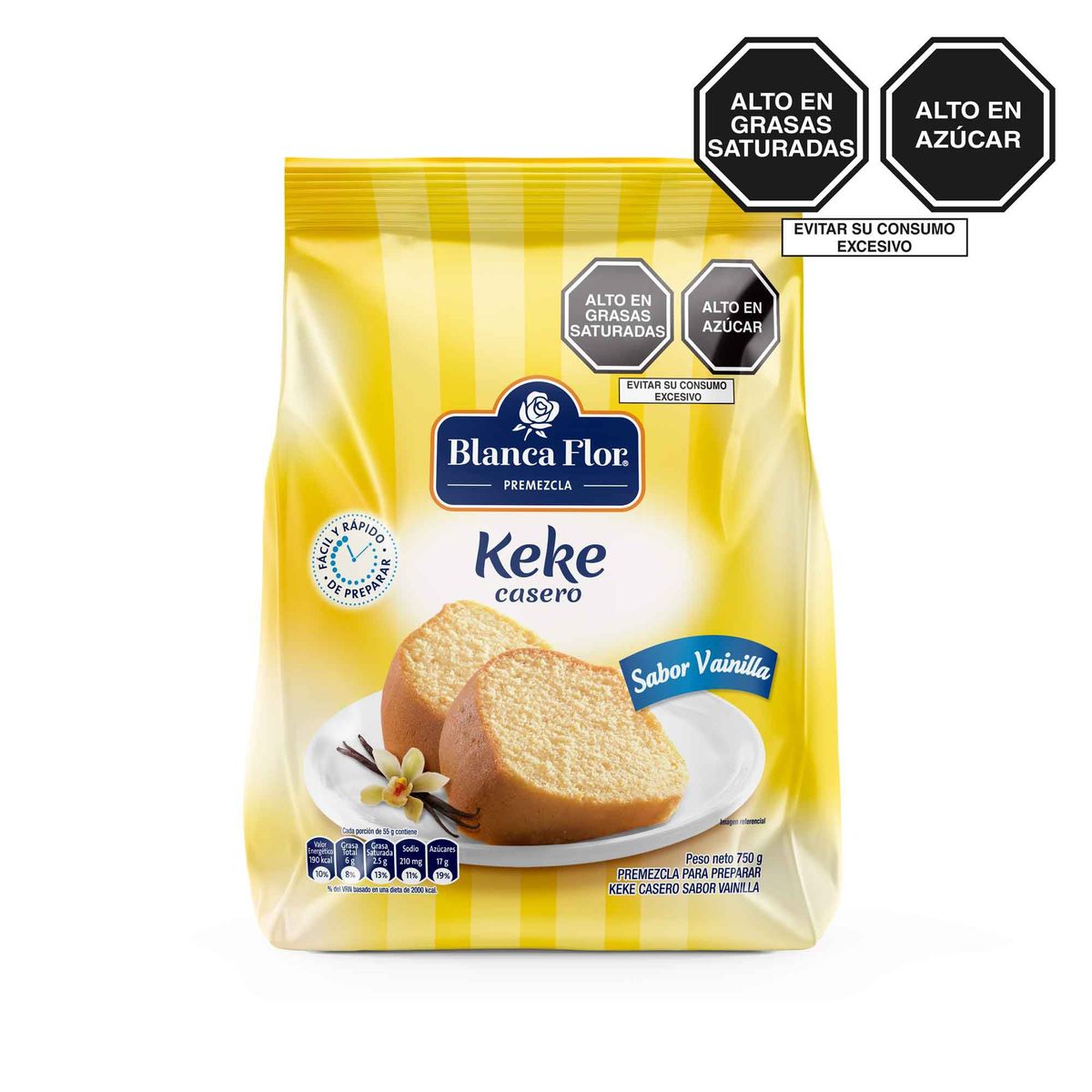 BLANCA FLOR - Premezcla de Keke Blanca Flor Sabor Vainilla Bolsa 750 g