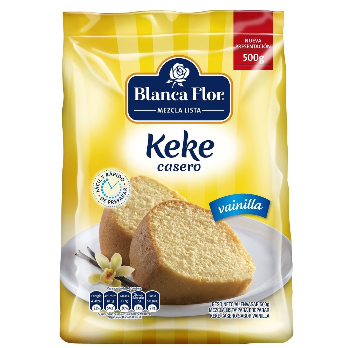 BLANCA FLOR - Premezcla de Keke Blanca Flor Sabor Vainilla Bolsa 750 g