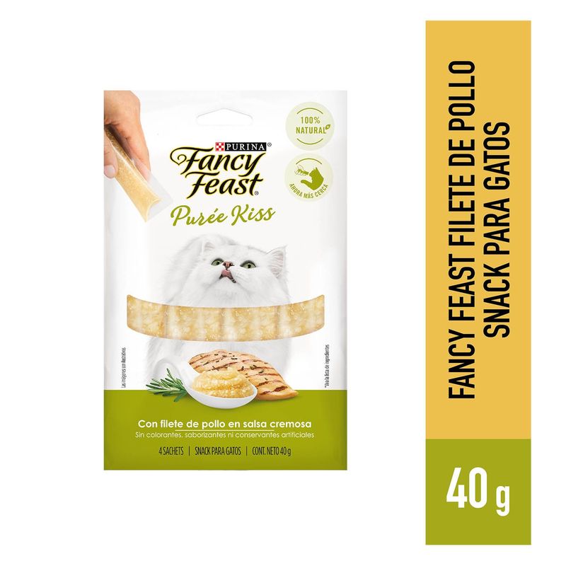 FANCY FEAST - Alimento Húmedo Fancy Feast Puree Kiss Pollo Empaque 4 Und
