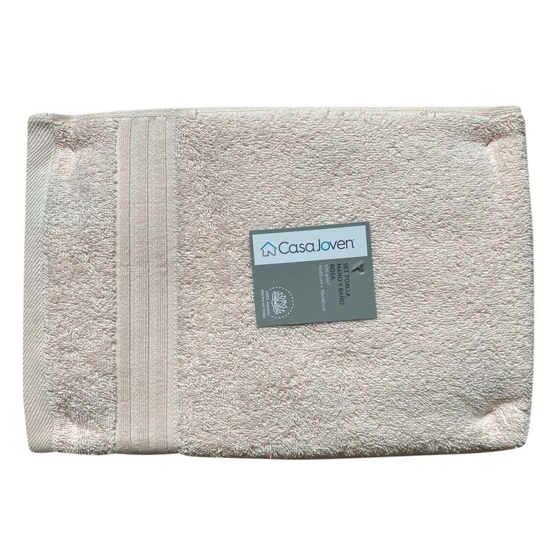 CASA JOVEN - Set Toalla Mano Baño Rosa