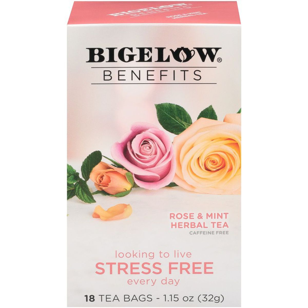 BIGELOW BENEFITS - Infusión Herbal Bigelow Benefits Rosa y Menta Caja 18 Sobres