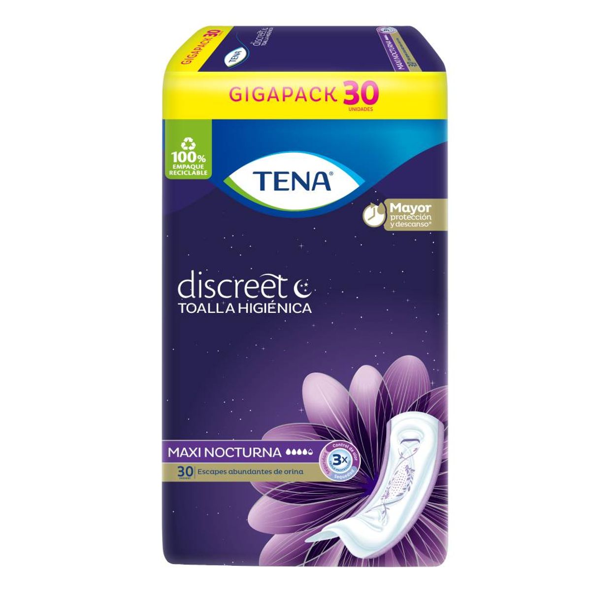 TENA - Toalla Higiénica Tena Discreet Maxi Night Empaque 30 und