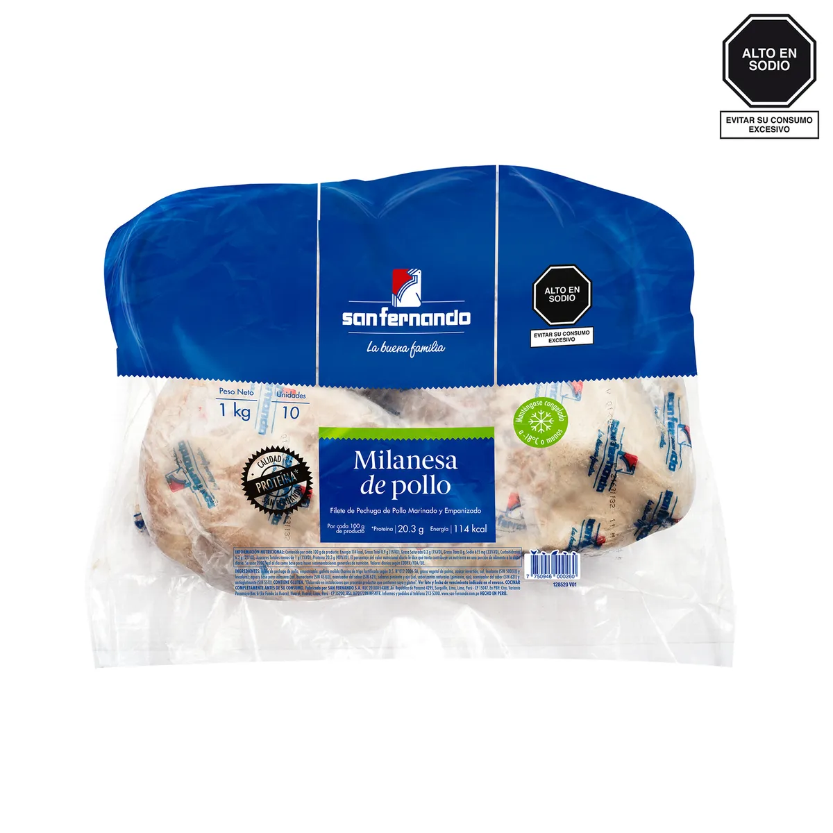 SAN FERNANDO - MILANESA APANADA DE POLLO 1 KG SAN FERNANDO
